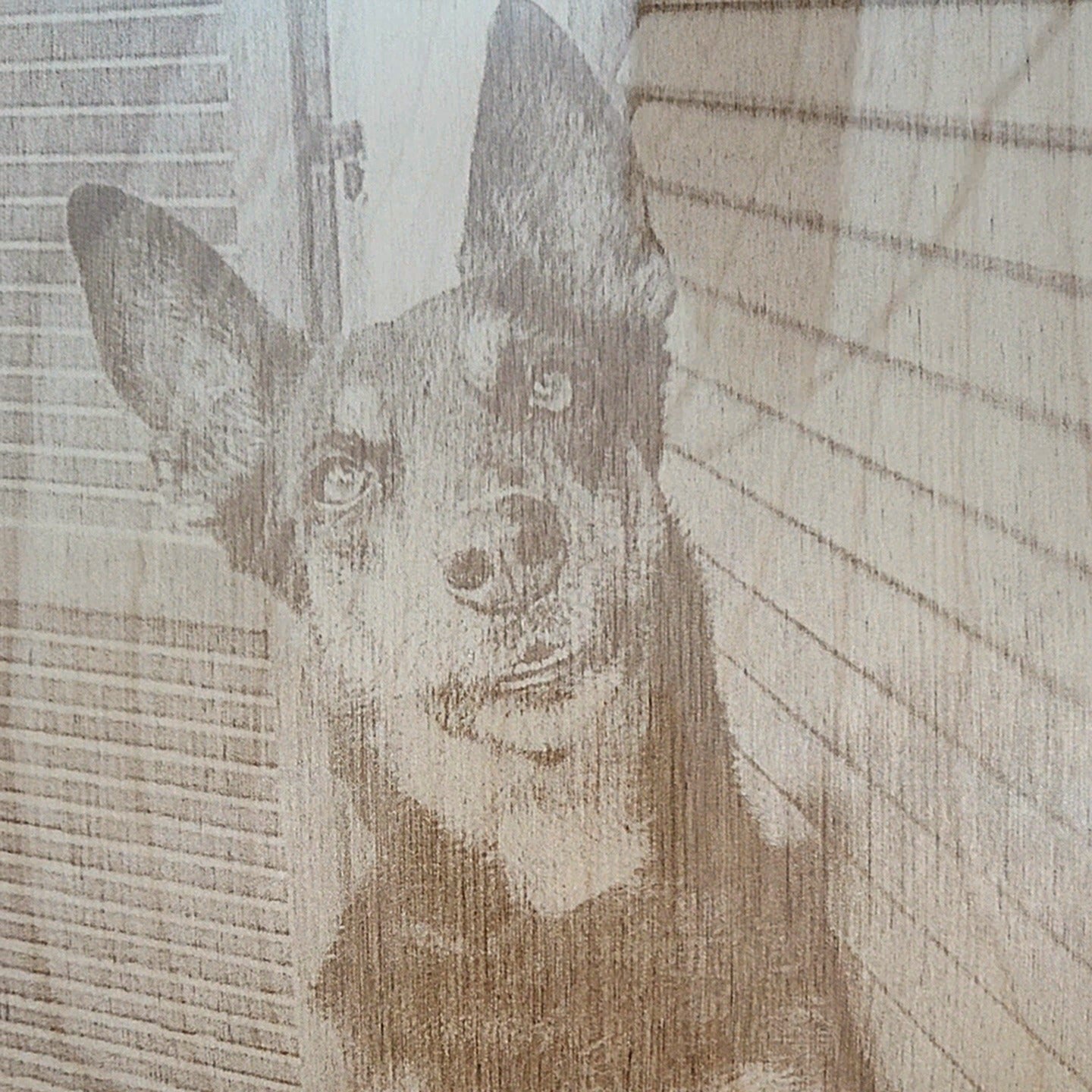 Quadro in legno di betulla con un ritratto inciso al laser
